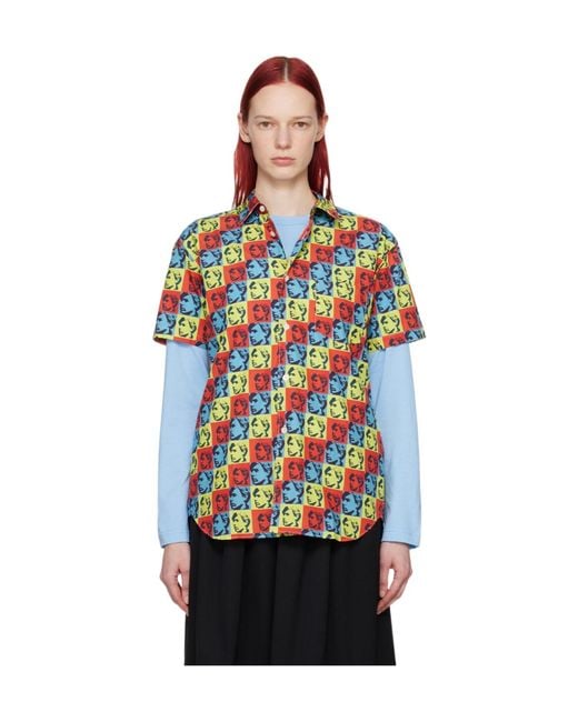 Comme des Garçons Blue Comme Des Garçons Shirt Andy Warho Printed Poplin Shirt for men
