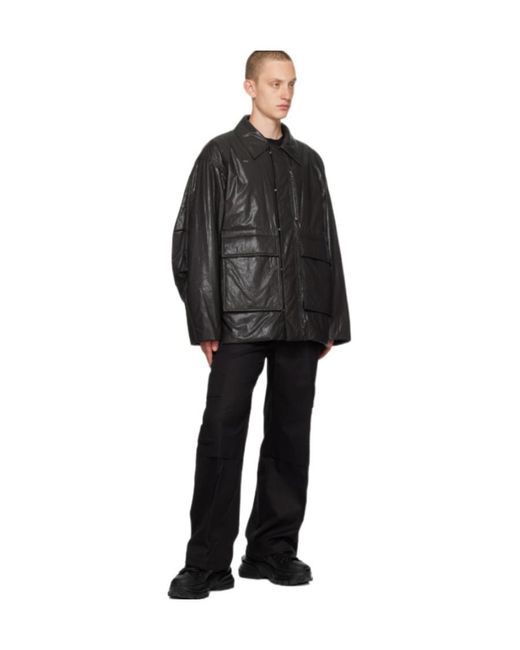 Wooyoungmi Black Lapel Long-Sleeved Casual Jacket for men