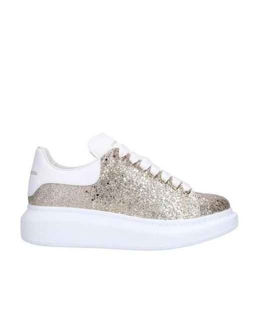 McQueen White Oversize Glitter Sneakers