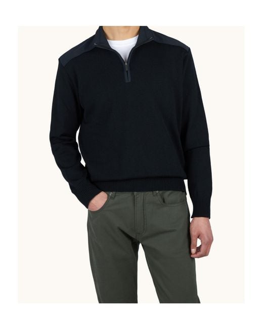 Paul & Shark Black Contrast Panel Half-Zip Knitted Sweater for men