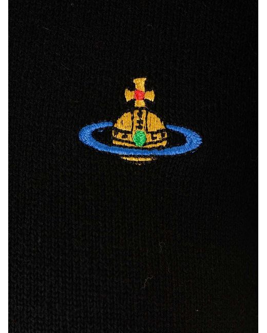 Vivienne Westwood Black Orb Embroidered Knitted Top