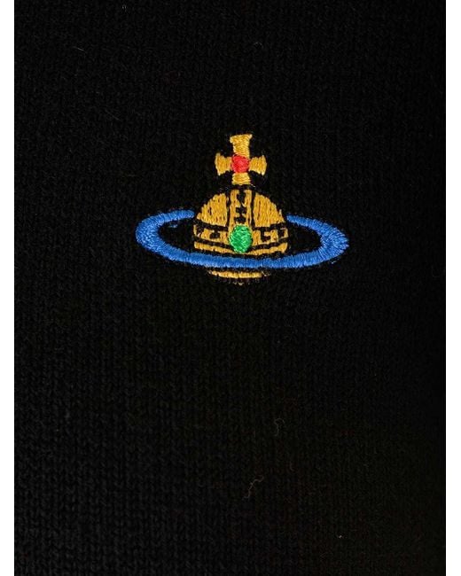 Vivienne Westwood Black Orb Embroidered Knitted Top
