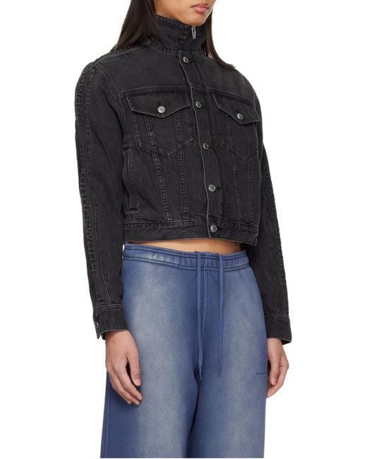 Alexander Wang Black Zip-Up Denim Jacket