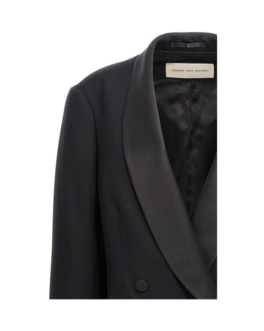 Dries Van Noten Black Blinker Tux Double-Breasted Blazer