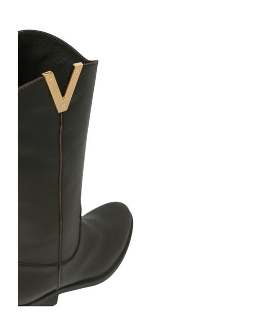 Via Roma 15 Black Round-Toe Boots