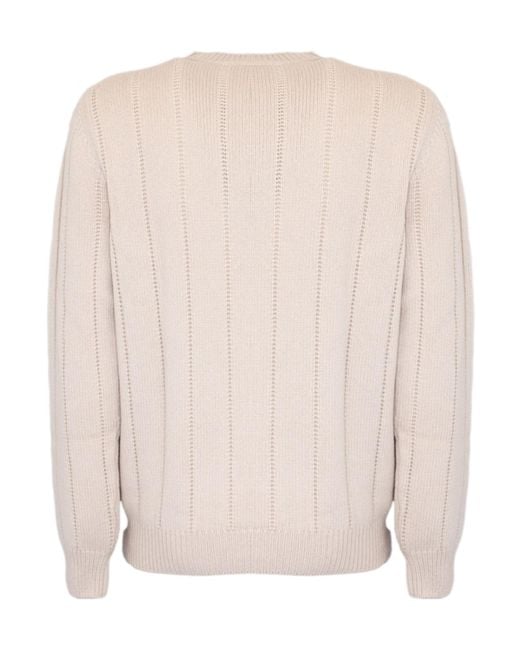Cruciani Pink Ribbed Crew Neck Knitted Sweater for men