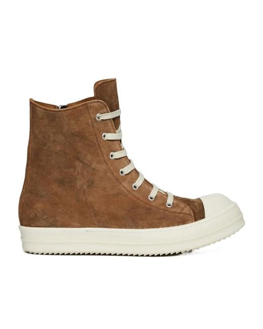 Rick Owens Brown Lace-Up Round Toe Sneakers for men