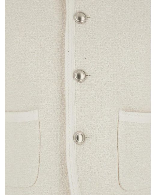 DUNST White Collarless Tweed Jacket for men