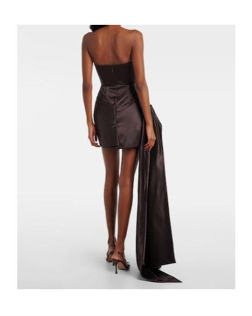 Alex Perry Black Draped Satin Bustier Dress