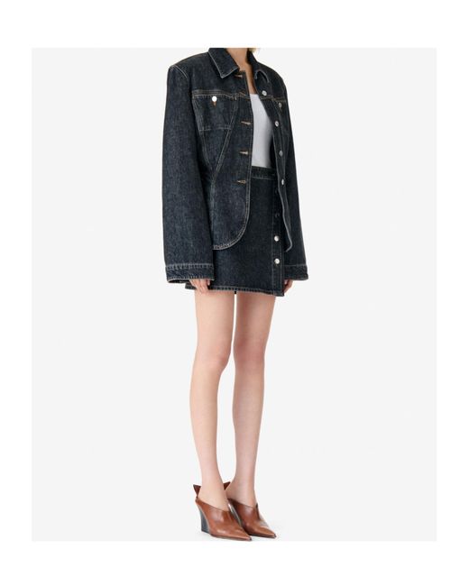 IRO Black Button-Front Mini Skirt