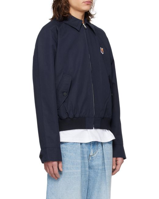 Maison Kitsuné Blue Maison Kitsuné Fox Head Patch Zipped Jacket for men