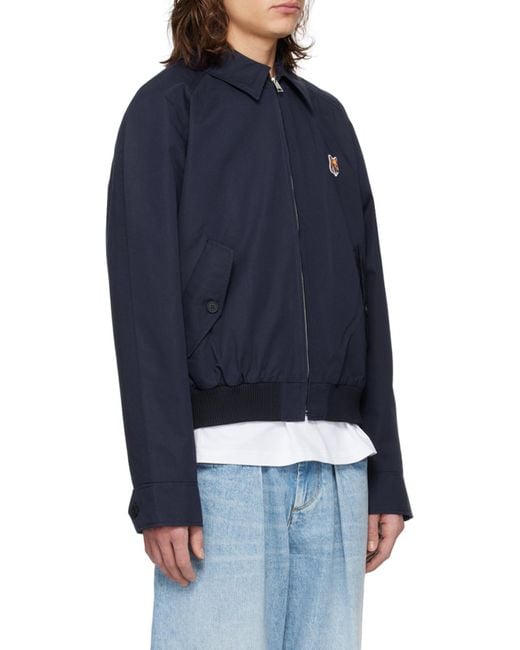 Maison Kitsuné Blue Maison Kitsuné Fox Head Patch Zipped Jacket for men