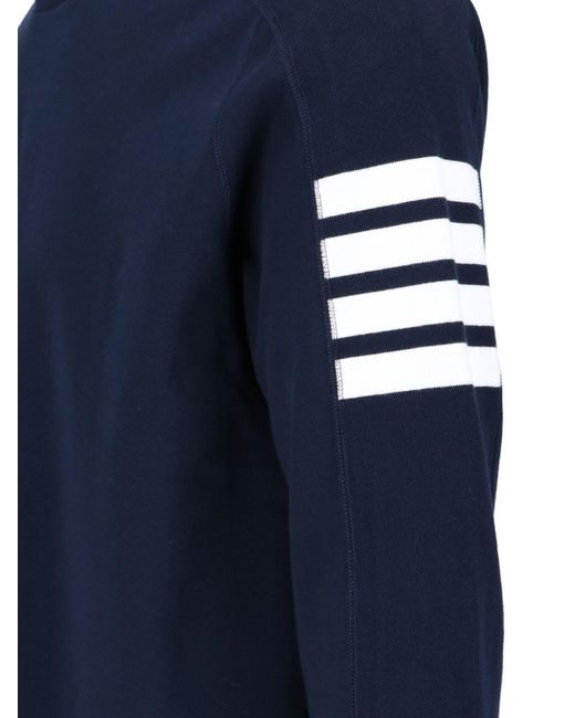 Thom Browne Blue Bar Striped Crewneck Sweatshirt for men