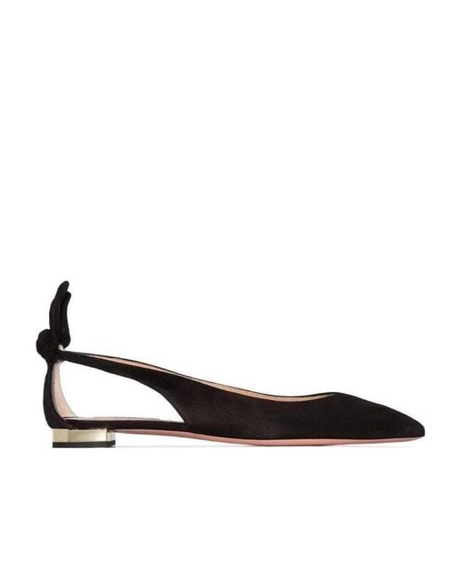 Aquazzura Black Deneuve Suede Ballerina Shoes