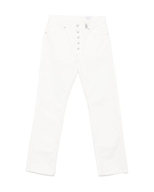 McQueen White Straight-Leg Frayed-Edge Jeans for men