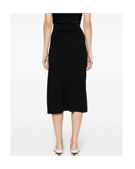Jil Sander Black High-Waisted Virgin Wool Skirt