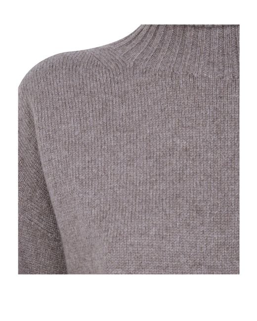 D.exterior Gray High-Neck Knit Sweater