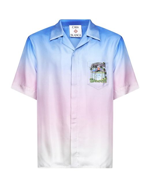Casablanca Blue Short-Sleeved Shirt for men