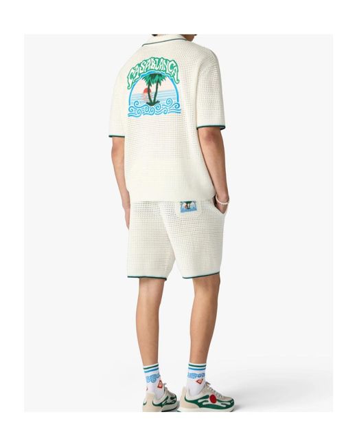 Casablanca White Crochet Logo Shorts for men