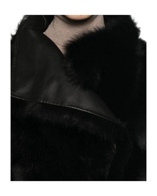 Yves Salomon Black Shearling-Trimmed Fur Jacket