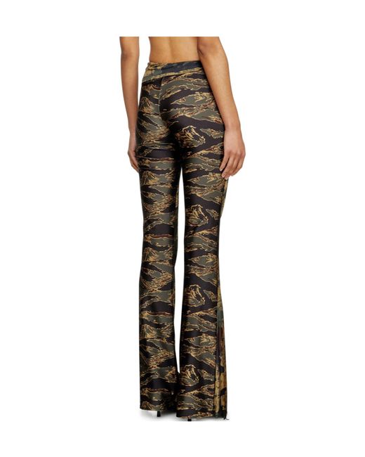 DIESEL Green P-Affal Mixed Camo Printed Flared Trousers