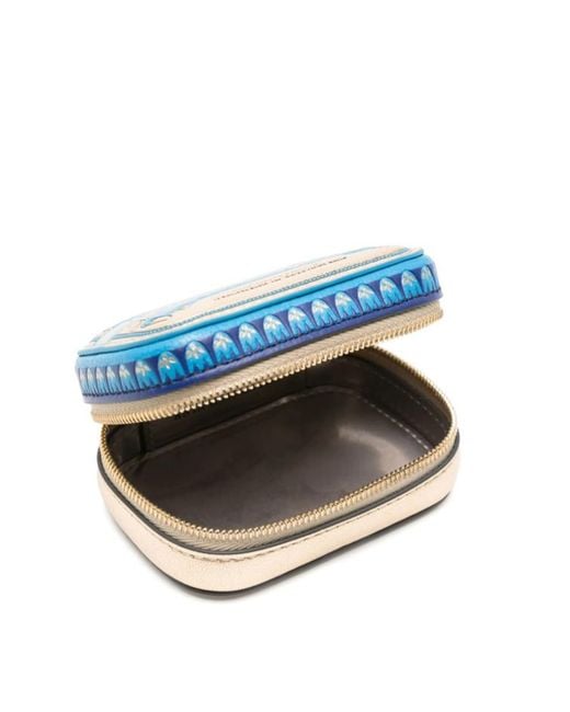 Anya Hindmarch Blue Logo Embossed Wallet Keychain