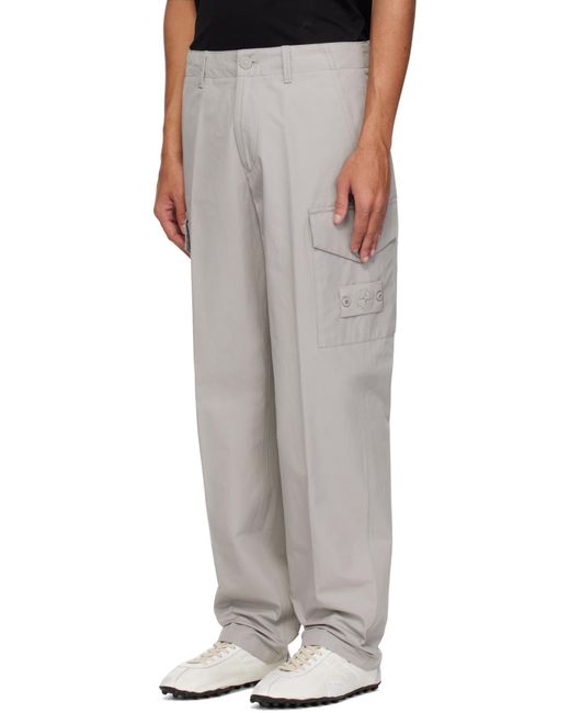 Stone Island Gray Ghost Straight-Leg Cargo Pants for men