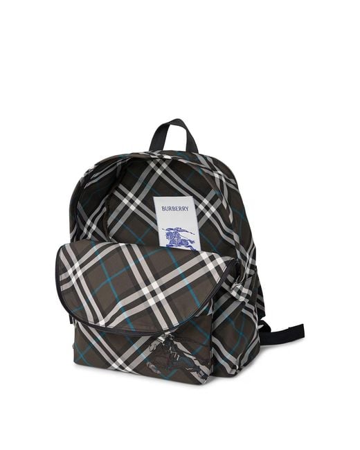 Burberry Black Plaid Backpack for men