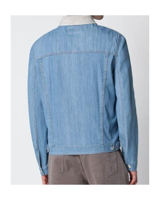 Brunello Cucinelli Blue Single Breasted Denim Jacket for men