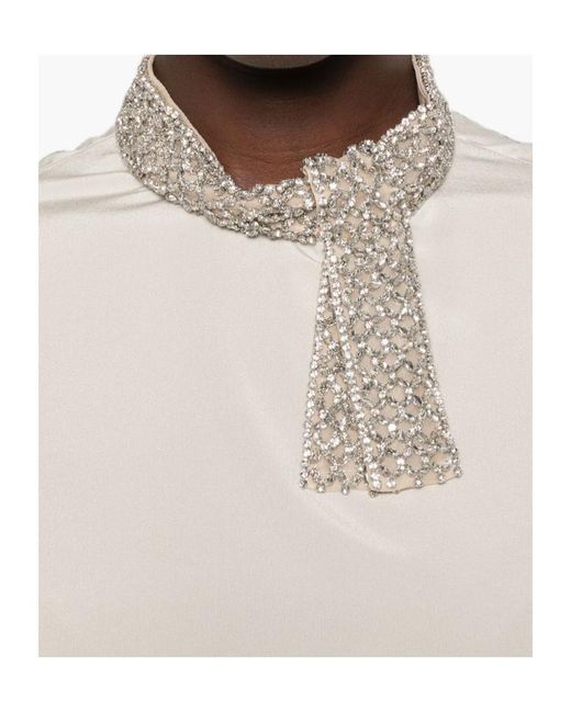 Valentino White Embellished Short-Sleeved Top
