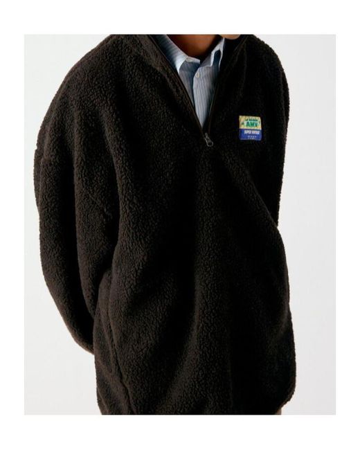 American Vintage Black Half-Zip Patch Sweatshirt for men