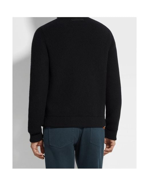 Zegna Black Oasi-Cashmere Cardigan for men