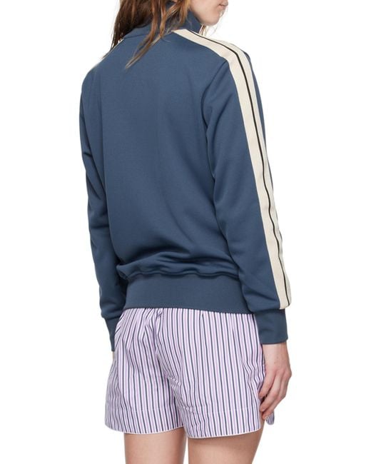 Palm Angels Blue Stand-Neck Long-Sleeved Casual Jacket