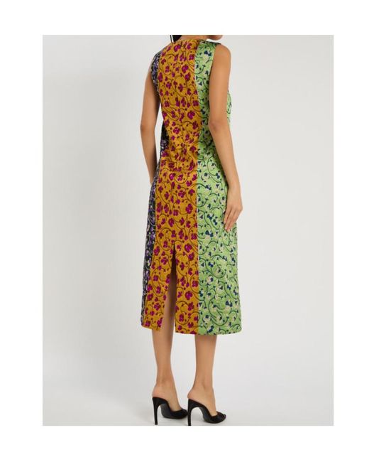 LaDoubleJ Multicolor Column Floral-Jacquard Woven Midi Dress