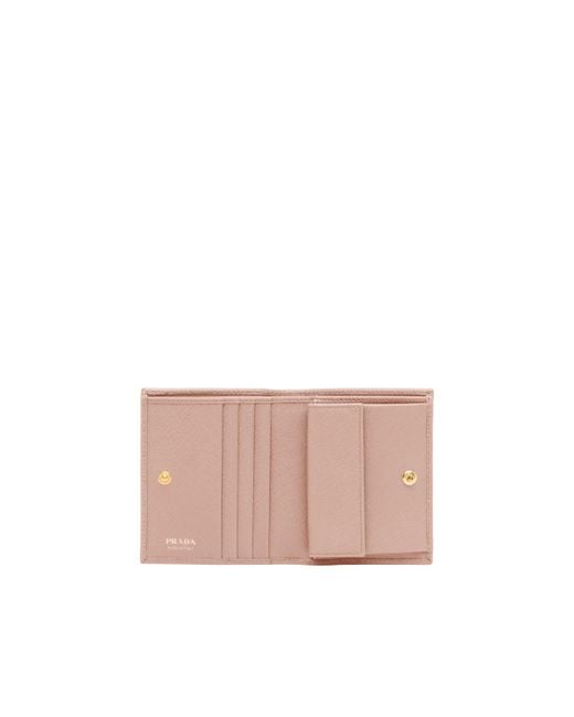 Prada Pink Logo Plaque Small Wallet