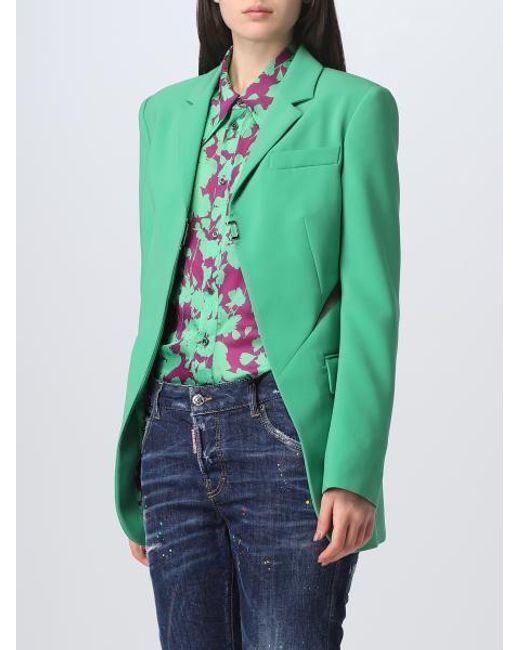 DSquared² Green Cut-Out Detailed Long Sleeved Blazer