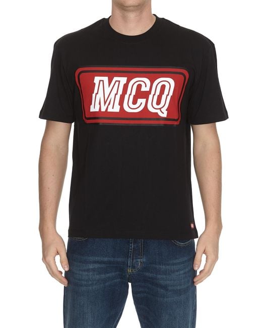McQ Alexander McQueen Black Mcq Letter Printed Short-Sleeved T-Shirt for men