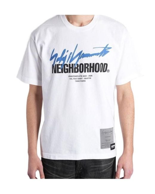 Yohji Yamamoto White Logo-Printed Crewneck T-Shirt for men