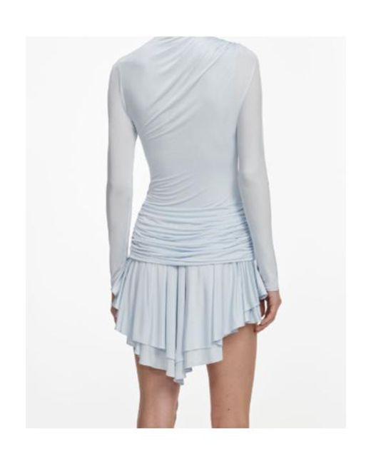 Self-Portrait Blue Ruffled Long-Sleeved Mini Dress