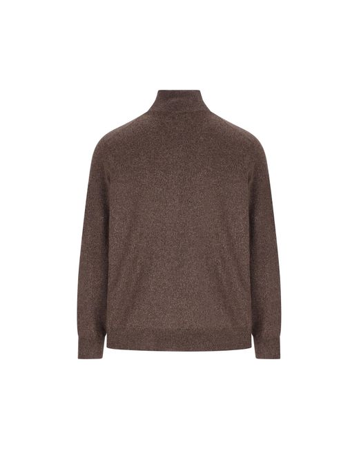 Brunello Cucinelli Brown Zipped Cardigan for men