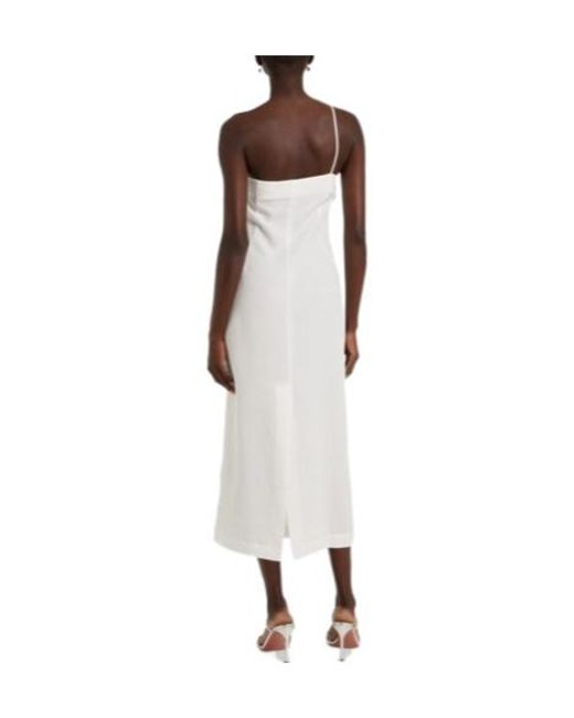 Blumarine White Floral Embroidered Midi Dress