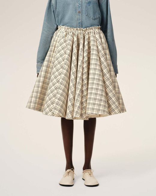 AMI Natural Checkered Skirt