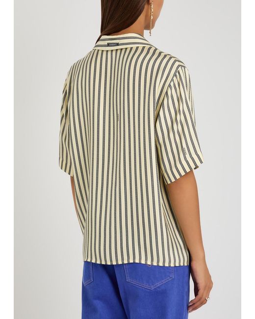 Versace Multicolor Striped Silk Blouse