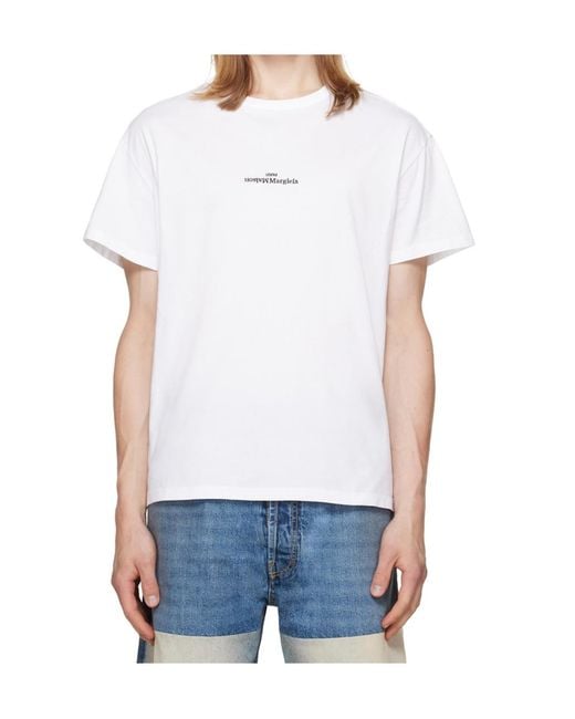 Maison Margiela White Distorted Logo T-Shirt for men