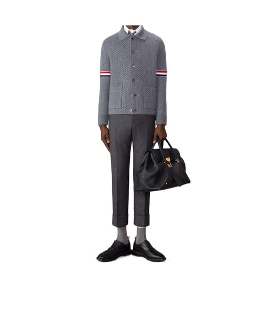 Thom Browne Gray Herringbone-Quited Work Jacket for men