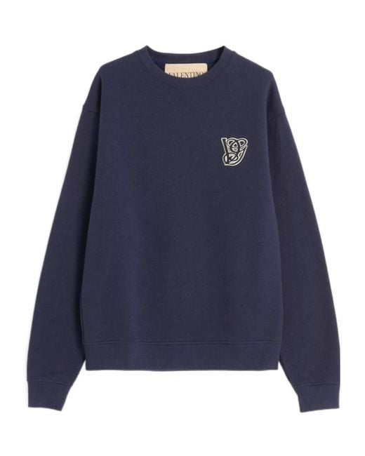 Valentino Blue Cotton Sweatshirt With Vg Patch for men