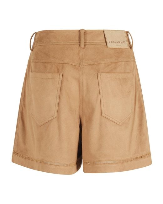 ERMANNO FIRENZE Natural Pleated Shorts