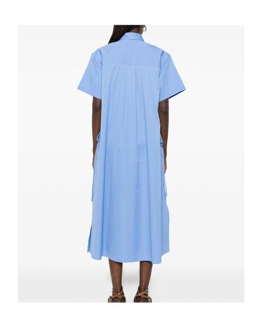 Ralph Lauren Blue Polo Buttoned Drawstring Midi Dress