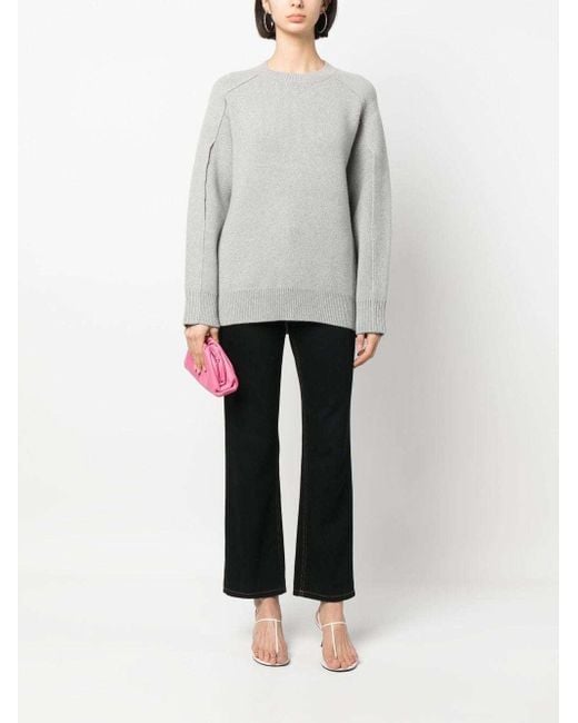 Lanvin Gray Round-Neck Cape-Back Jumper