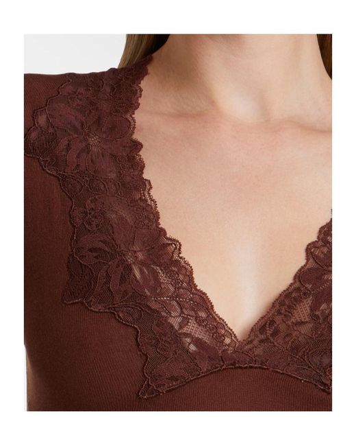 AYA MUSE Brown Lace-Trimmed Dress